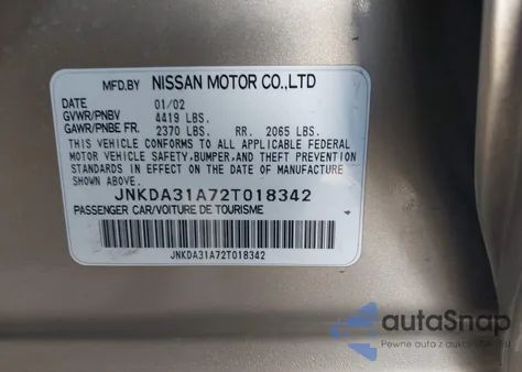 2002 Infiniti I35 Luxury from USA, damaged, VIN JNKDA31A72T018342